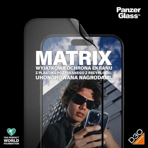 Szkło hybrydowe PanzerGlass Matrix D3O UWF do Apple iPhone 15 Pro Max Ultra-Wide-Fit rPET
