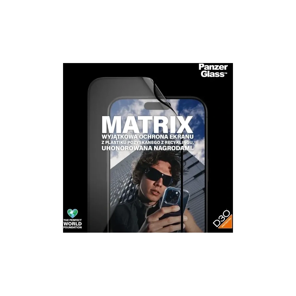 Hurtownia GSM - Szkło hybrydowe PanzerGlass Matrix D3O UWF do Apple iPhone 15 Pro Max Ultra-Wide-Fit rPET - PZG945 - {ean13} - Hurt