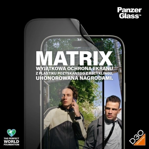 Szkło hybrydowe PanzerGlass Matrix D3O UWF do Apple iPhone 15 Plus Ultra-Wide-Fit rPET