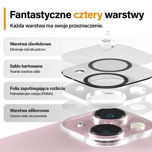 Szkło hartowane na obiektyw aparatu PanzerGlass Picture Perfect do Apple iPhone 15 / 15 Plus czarny