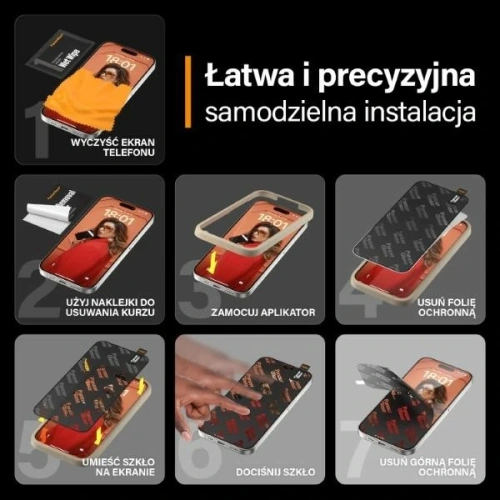 Szkło hartowane antyreflekcyjne PanzerGlass Ultra-Wide Fit do Apple iPhone 15 Pro 2in1 Screen Protection Anti-reflective + Anti-Blue Easy Aligner