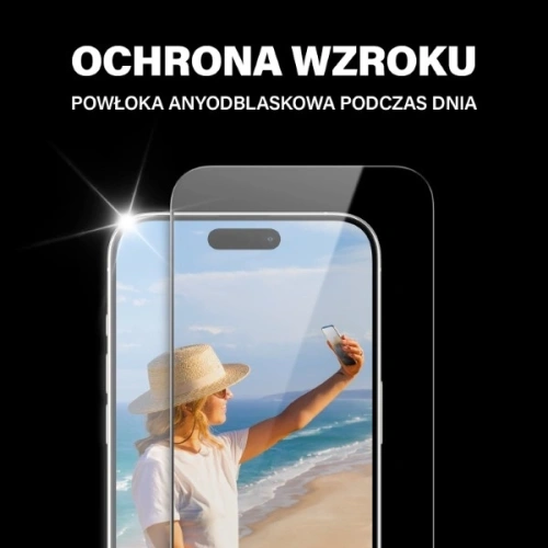 Szkło hartowane antyreflekcyjne PanzerGlass Ultra-Wide Fit do Apple iPhone 15 Pro Max 2in1 Screen Protection Anti-reflective+Anti-Blue Easy Aligner
