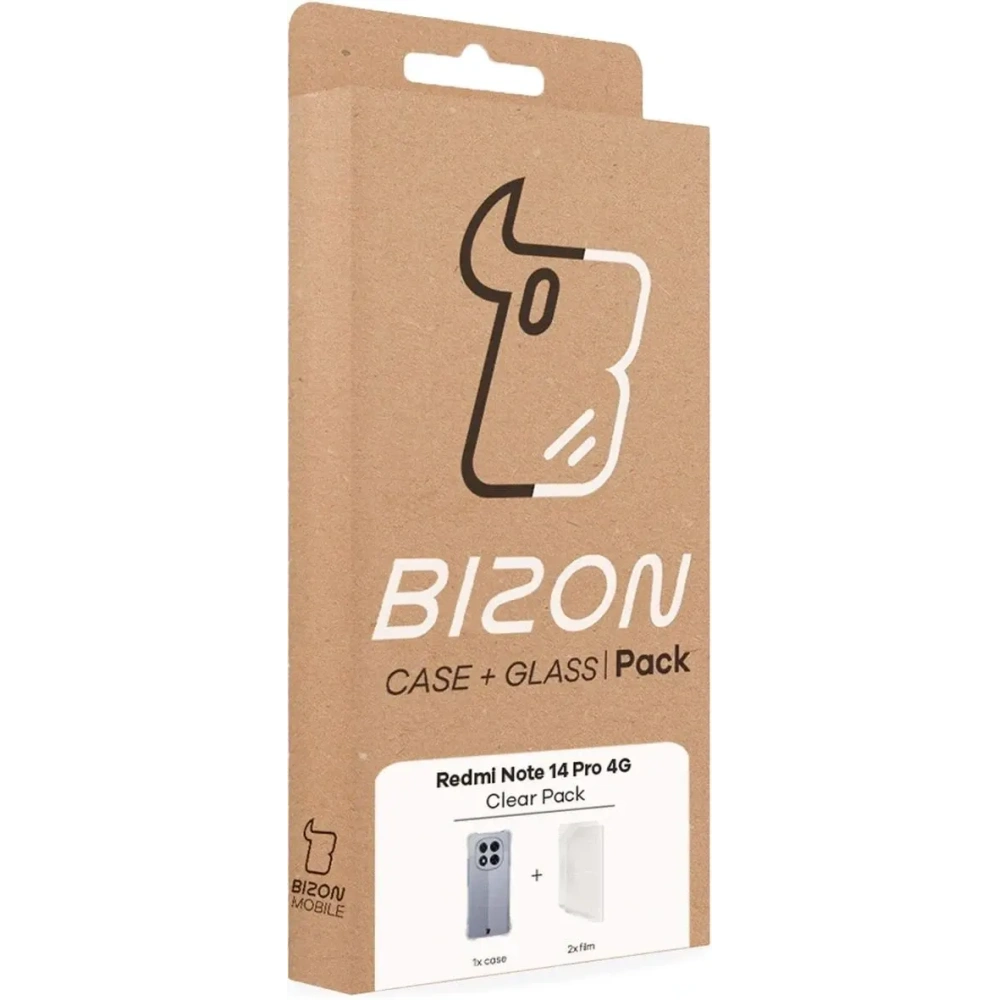 Wholesale Bizon Case Clear Pack case + 2x screen film + lens protector Xiaomi Redmi Note 14 Pro 4G - BIZ9152 - {ean13} - Hurt