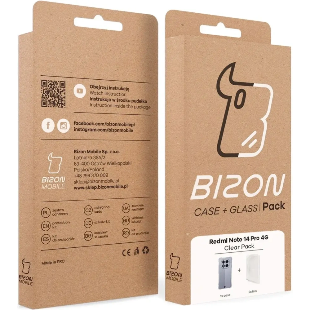 Hurtownia GSM - Bizon Case Clear Pack carcasă + 2x folie de ecran + protecție pentru lentilă Xiaomi Redmi Note 14 Pro 4G - BIZ9152 - {ean13} - Hurt