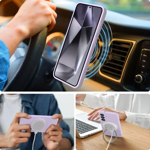 Etui Tech-Protect Liquid Silicone MagSafe Samsung Galaxy S25 Edge Mauve