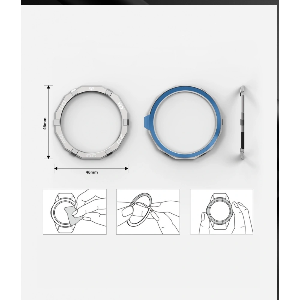 Hurtownia GSM - Nakládka na tachometr Ringke Bezel Styling Huawei Watch GT 2 46mm nerezová ocel stříbrná HW-GT2-46-01 - RGK1195SLV - {ean13} - Hurt