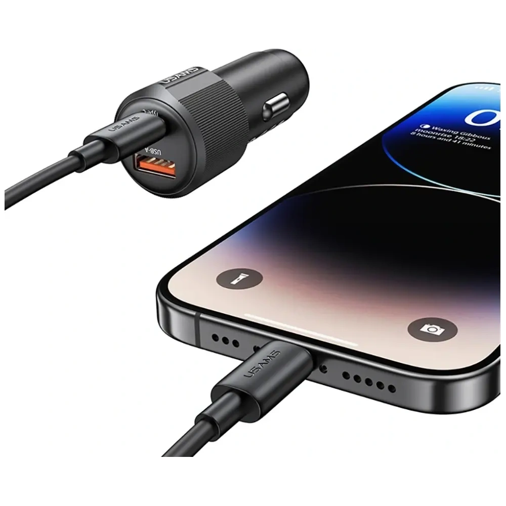 Hurtownia GSM - Ładowarka samochodowa USAMS YT Series CC283 60W 1xUSB-A 1xUSB-C czarny - USA1254 - {ean13} - Hurt