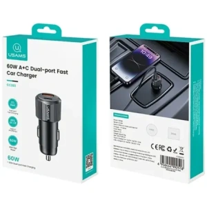 Hurtownia GSM - USAMS YT Series CC283 60W auto nabíječka 1xUSB-A 1xUSB-C černá - USA1254 - {ean13} - Hurt