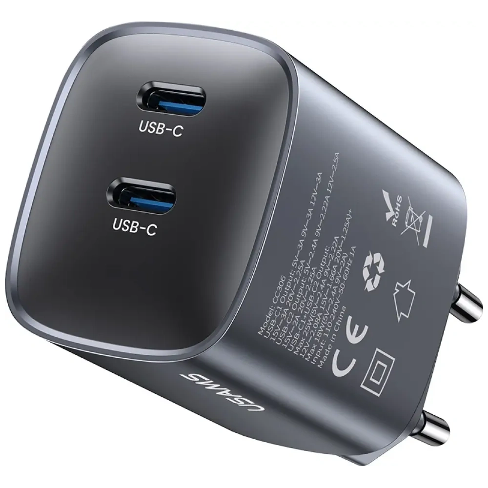 Hurtownia GSM - Ładowarka sieciowa USAMS CC305 T66 45W GaN 2xUSB-C tarnish - USA1255 - {ean13} - Hurt