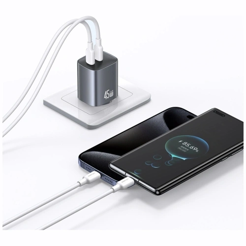 Ładowarka sieciowa USAMS CC305 T66 45W GaN 2xUSB-C tarnish