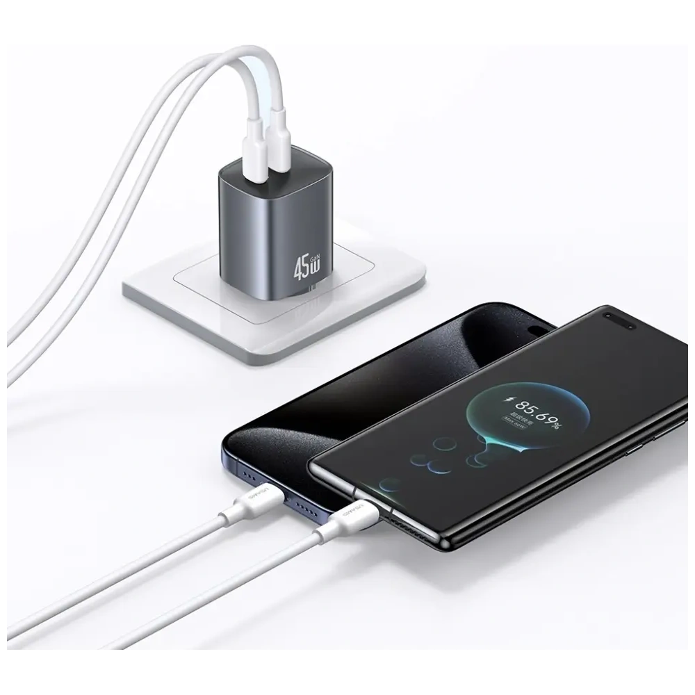 Hurtownia GSM - Ładowarka sieciowa USAMS CC305 T66 45W GaN 2xUSB-C tarnish - USA1255 - {ean13} - Hurt