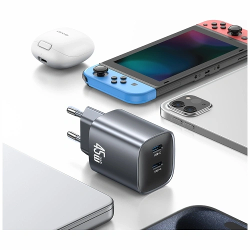 Ładowarka sieciowa USAMS CC305 T66 45W GaN 2xUSB-C tarnish