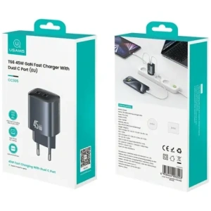 Hurtownia GSM - USAMS CC305 T66 45W GaN 2xUSB-C Nástěnná nabíječka ztráta lesku - USA1255 - {ean13} - Hurt