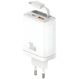 Hurtownia GSM - USAMS Xiang Series CC296 30W USB-A, USB-C nástěnná nabíječka + USB-C kabel bílá - USA1256 - {ean13} - Hurt