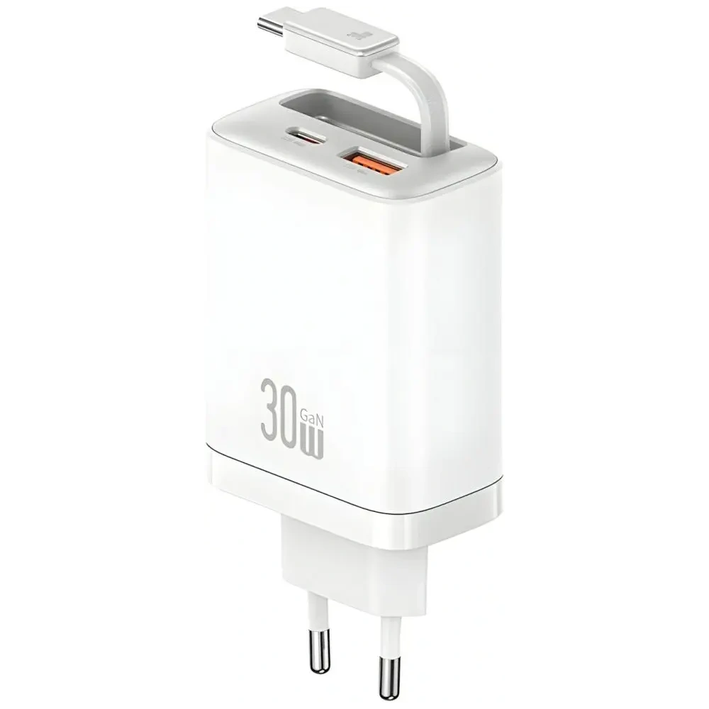 Hurtownia GSM - Ładowarka sieciowa USAMS Xiang Series CC296 30W USB-A, USB-C + kabel USB-C biały - USA1256 - {ean13} - Hurt