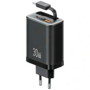 Hurtownia GSM - USAMS Xiang Series CC296 30W USB-A, USB-C Nástěnná nabíječka + USB-C kabel černý - USA1257 - {ean13} - Hurt