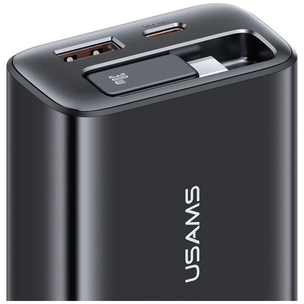 Hurtownia GSM - Ładowarka sieciowa USAMS Xiang Series CC296 30W USB-A, USB-C + kabel USB-C czarny - USA1257 - {ean13} - Hurt