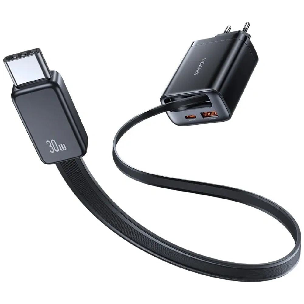 Hurtownia GSM - Ładowarka sieciowa USAMS Xiang Series CC296 30W USB-A, USB-C + kabel USB-C czarny - USA1257 - {ean13} - Hurt