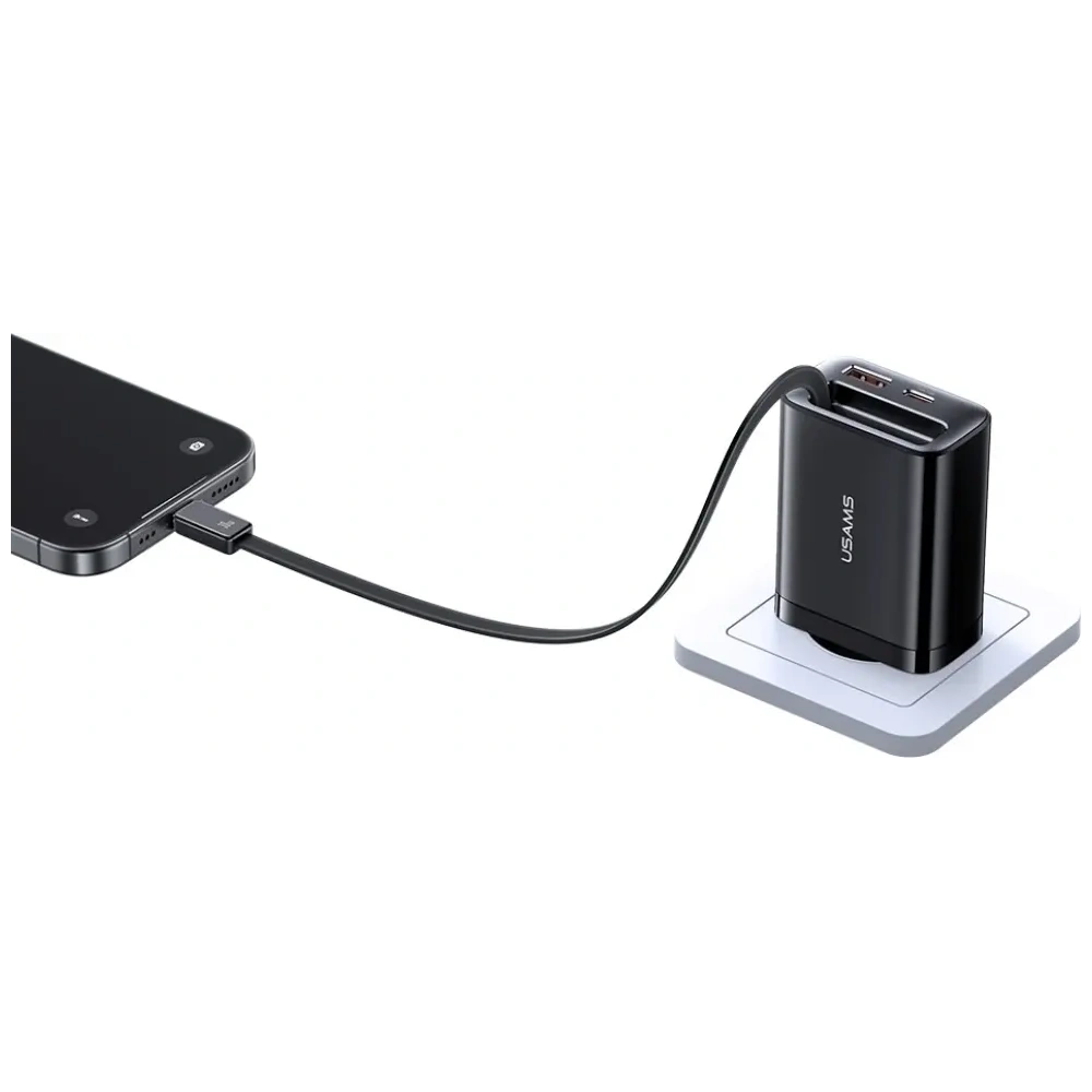 Hurtownia GSM - Ładowarka sieciowa USAMS Xiang Series CC296 30W USB-A, USB-C + kabel USB-C czarny - USA1257 - {ean13} - Hurt