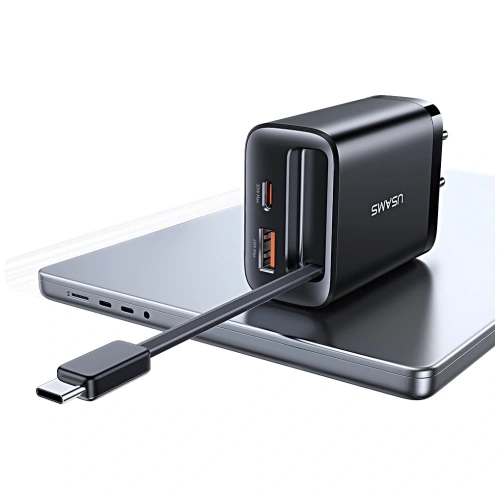 Ładowarka sieciowa USAMS Xiang Series CC296 30W USB-A, USB-C + kabel USB-C czarny