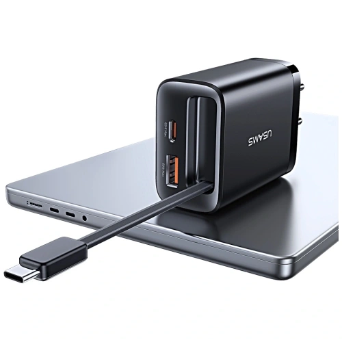 Ładowarka sieciowa USAMS Xiang Series CC299 65W USB-A, USB-C + kabel USB-C biały