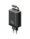 USAMS Xiang Sorozat CC299 65W USB-A, USB-C Fali Töltő + USB-C Kábel fekete