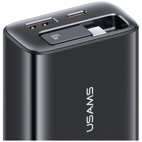 Ładowarka sieciowa USAMS Xiang Series CC299 65W USB-A, USB-C + kabel USB-C czarny