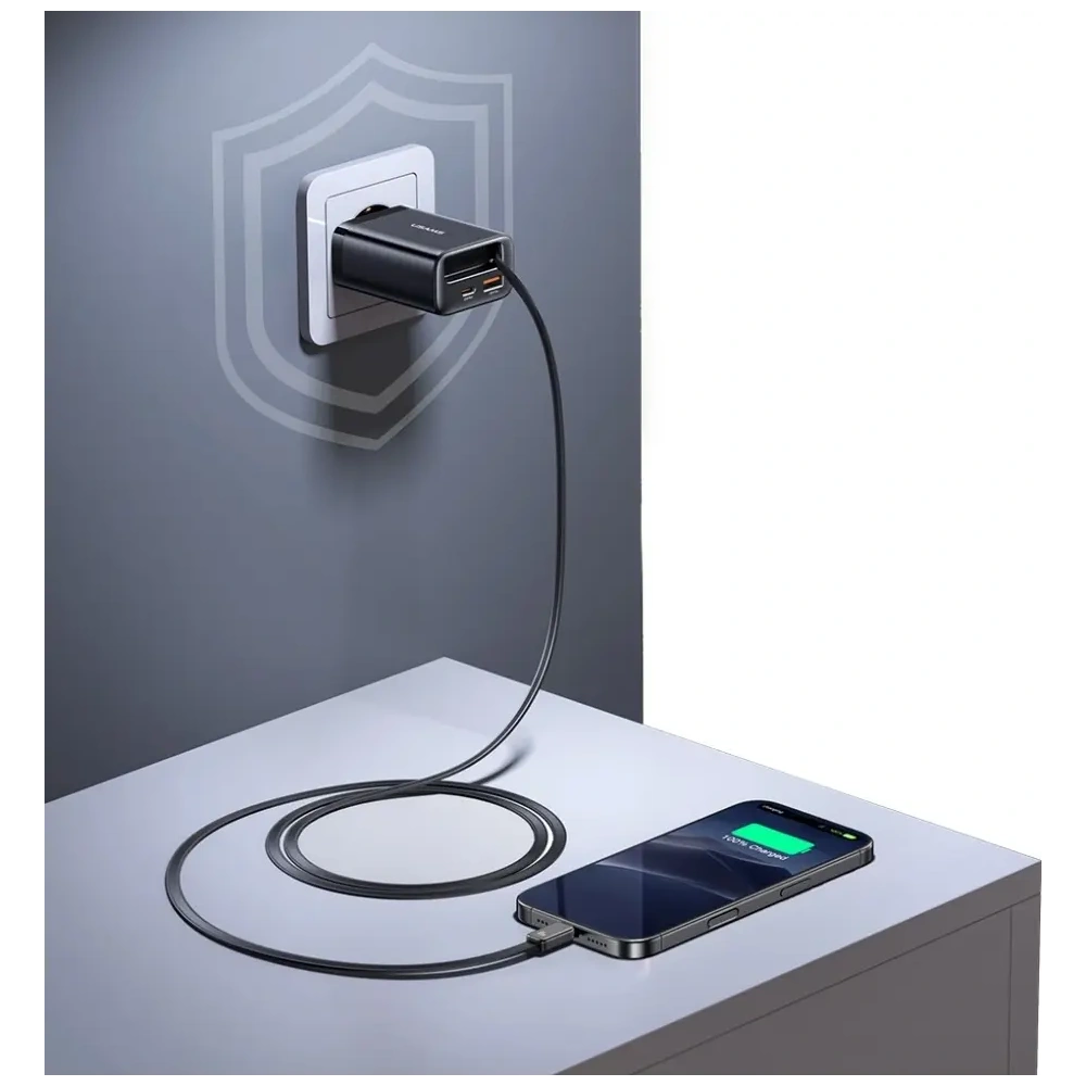 Hurtownia GSM - Ładowarka sieciowa USAMS Xiang Series CC299 65W USB-A, USB-C + kabel USB-C czarny - USA1259 - {ean13} - Hurt