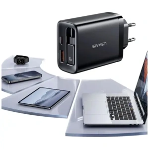 Hurtownia GSM - USAMS Xiang Series CC299 65W USB-A, USB-C nástěnná nabíječka + USB-C kabel černý - USA1259 - {ean13} - Hurt