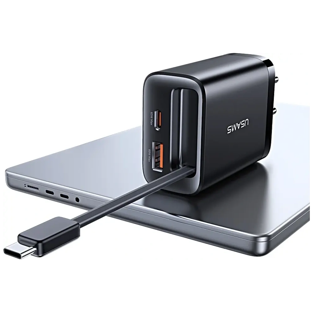 Hurtownia GSM - Ładowarka sieciowa USAMS Xiang Series CC299 65W USB-A, USB-C + kabel USB-C czarny - USA1259 - {ean13} - Hurt