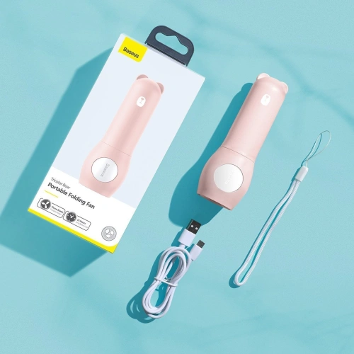Przenośny wentylator ręczny Baseus Tricolor Bear (różowy)