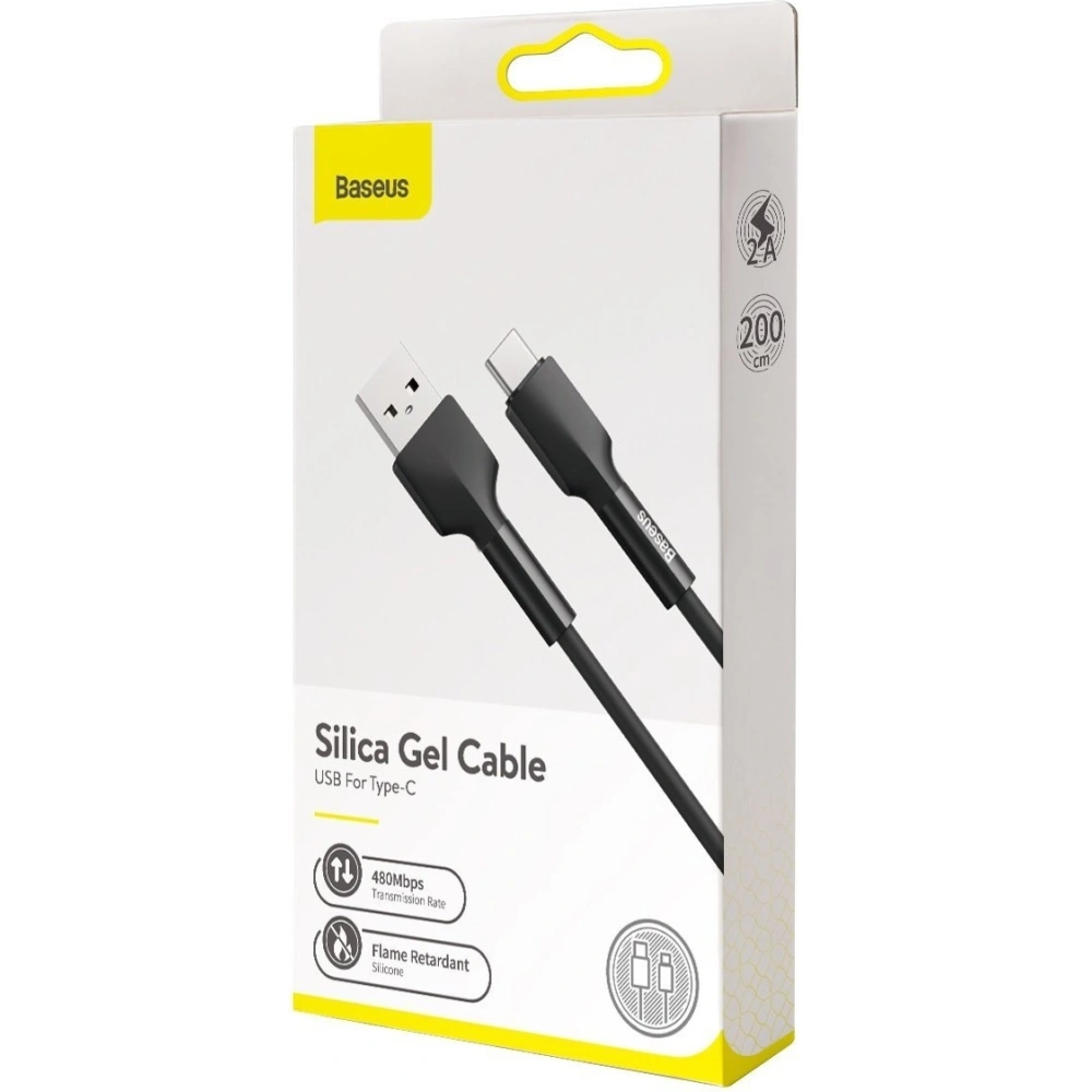 Hurtownia GSM - Kabel USB-C Baseus Silika Gel, 3A, 2m (černý) - BSU1510BLK - {ean13} - Hurt