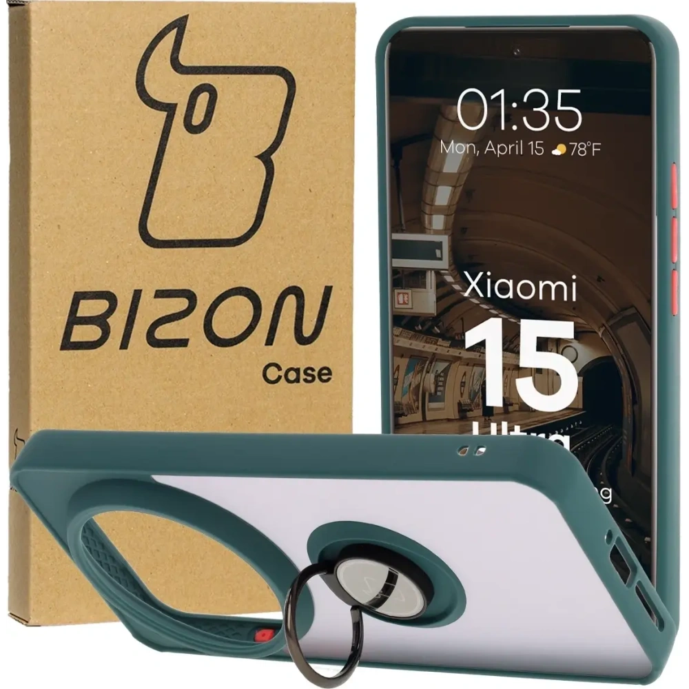 Hurtownia GSM - Bizon Case Hybrid Ring Xiaomi 15 Ultra füstös sötétzöld kerettel - BIZ9155 - {ean13} - Hurt