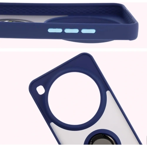 Etui z uchwytem na palec Bizon Case Hybrid Ring do Xiaomi 15 Ultra przydymione z granatową ramką