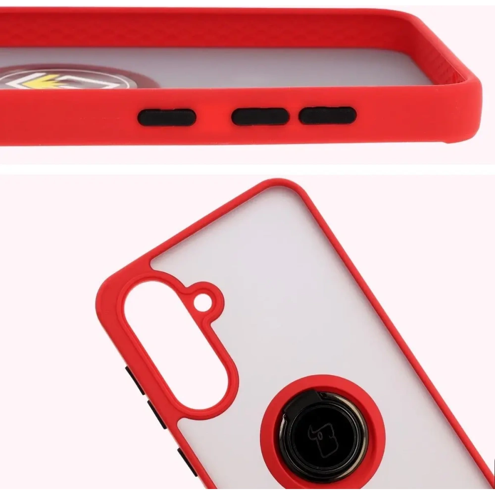 Wholesale Bizon Case Hybrid Ring Samsung Galaxy A36 5G smoky with a red frame - BIZ9163 - {ean13} - Hurt