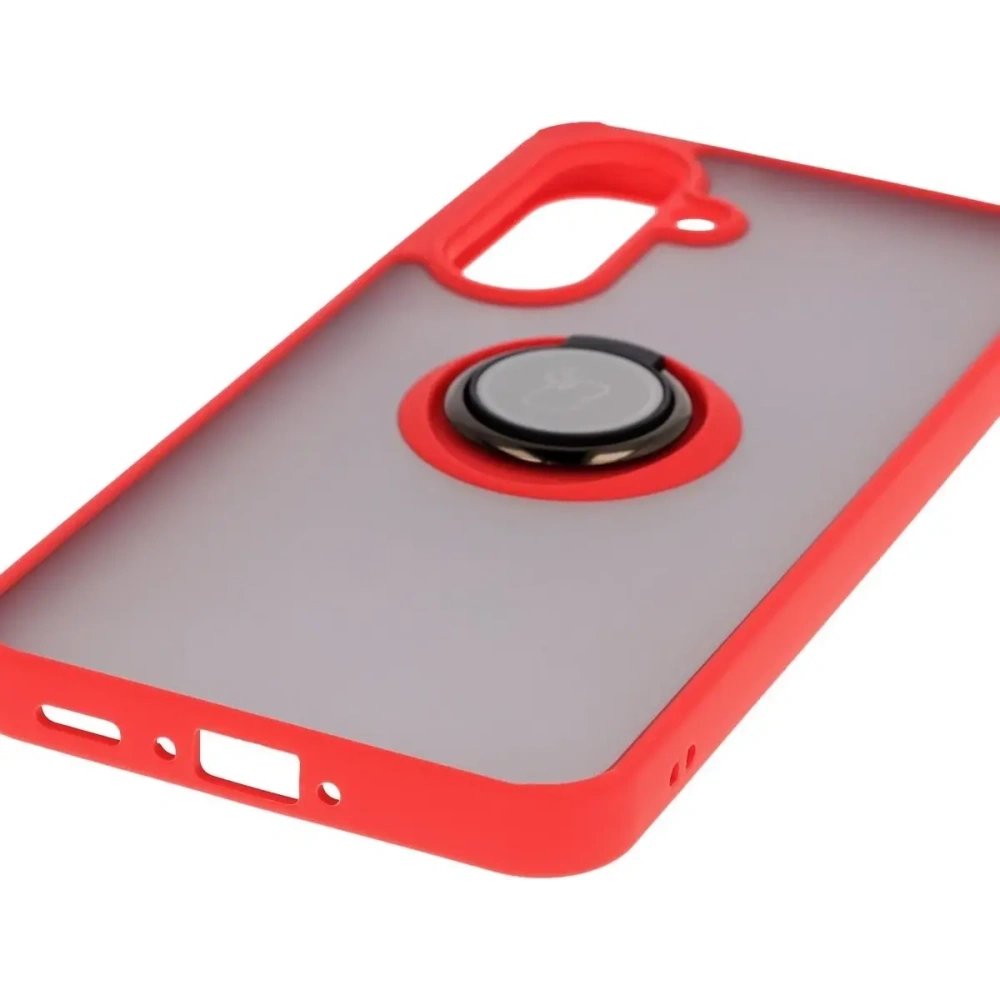 Hurtownia GSM - Bizon Case Hybrid Gyűrű Samsung Galaxy A36 5G füstös piros kerettel - BIZ9163 - {ean13} - Hurt