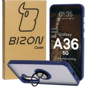 Hurtownia GSM - Bizon Case Hybrid Ring Samsung Galaxy A36 5G fumuriu cu ramă albastră închisă - BIZ9164 - {ean13} - Hurt