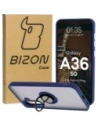 Bizon Case Hybrid Ring Samsung Galaxy A36 5G smoky with a navy blue frame