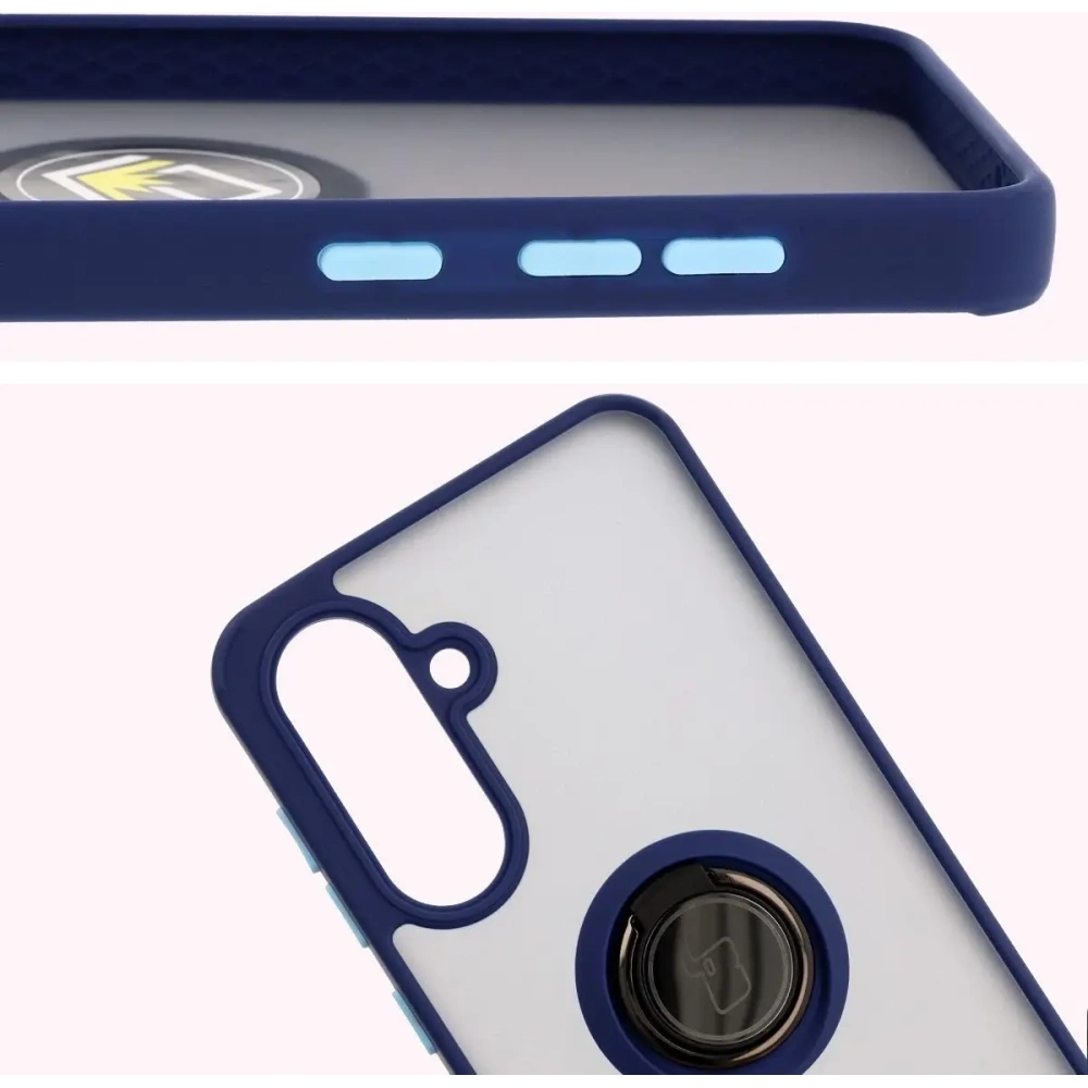 Wholesale Bizon Case Hybrid Ring Samsung Galaxy A36 5G smoky with a navy blue frame - BIZ9164 - {ean13} - Hurt