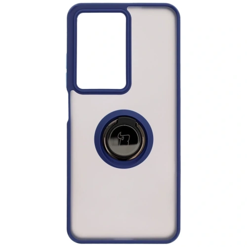 Etui z uchwytem na palec Bizon Case Hybrid Ring do Realme C75 4G / 14x 5G przydymione z granatową ramką