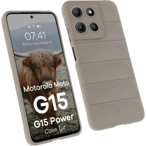 Pancerne etui Bizon Case Tur do Motorola Moto G15 / G15 Power jasnoszare