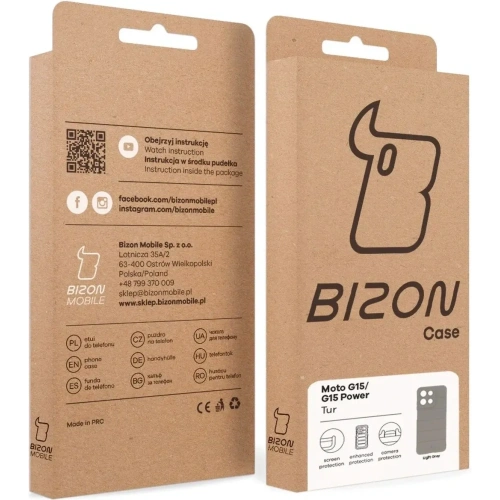 Pancerne etui Bizon Case Tur do Motorola Moto G15 / G15 Power jasnoszare