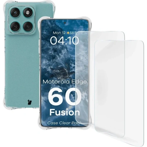 Etui + 2x folia na ekran Bizon Case Clear Pack do Motorola Edge 60 Fusion / Edge 60