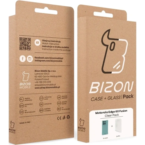Etui + 2x folia na ekran Bizon Case Clear Pack do Motorola Edge 60 Fusion / Edge 60