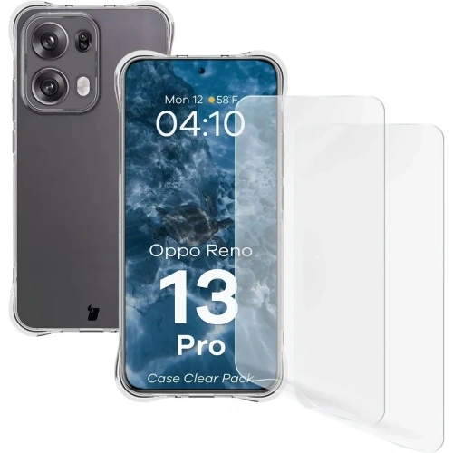 Etui + 2x folia na ekran Bizon Case Clear Pack do Oppo Reno13 Pro