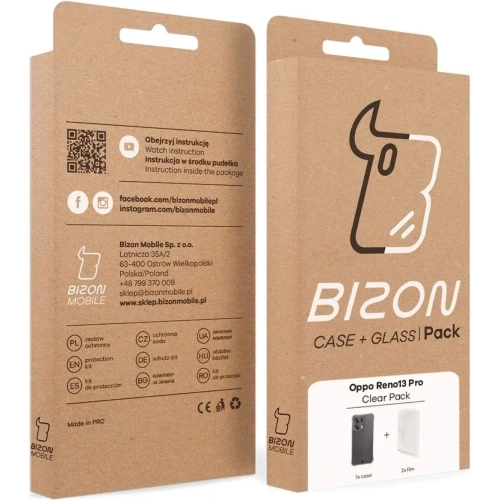 Etui + 2x folia na ekran Bizon Case Clear Pack do Oppo Reno13 Pro