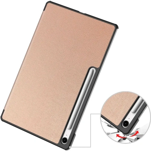 Etui z klapką Bizon Case Tab Croc do Samsung Galaxy Tab S10 FE+ Plus różowozłote