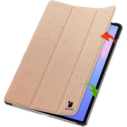 Etui z klapką Bizon Case Tab Croc do Samsung Galaxy Tab S10 FE+ Plus różowozłote