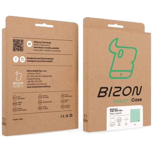 Etui z klapką Bizon Case Tab Lizard do Samsung Galaxy Tab S10 FE+ Plus miętowe
