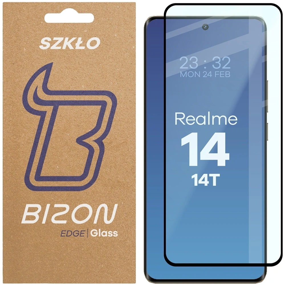 Hurtownia GSM - Szkło hartowane Bizon Glass Edge 2 do Realme 14 5G / 14T 5G czarna ramka - BIZ9221 - {ean13} - Hurt